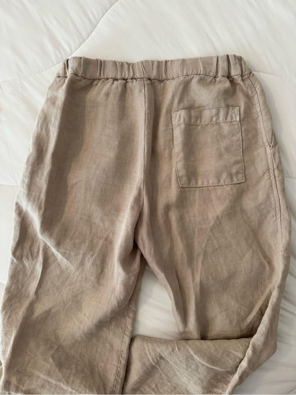 Velvet by Graham & Spencer Beige Linen Elastic Waist Pants - Picture 2 of 7